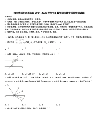 河南省新乡市原阳县2024-2025学年七下数学期末教学质量检测试题含解析