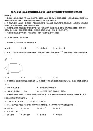2024-2025学年河南省延津县数学七年级第二学期期末质量跟踪监视试题含解析