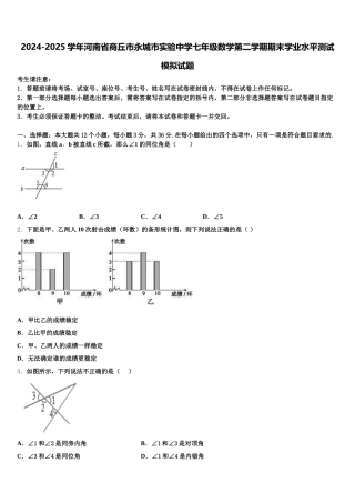 2024-2025学年河南省商丘市永城市实验中学七年级数学第二学期期末学业水平测试模拟试题含解析