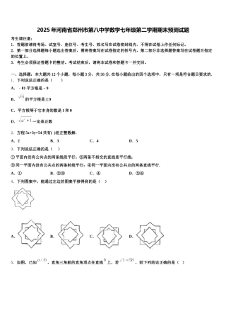 2025年河南省郑州市第八中学数学七年级第二学期期末预测试题含解析