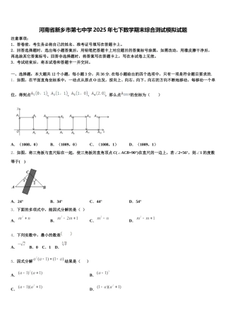 河南省新乡市第七中学2025年七下数学期末综合测试模拟试题含解析
