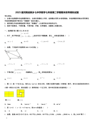 2025届河南省新乡七中学数学七年级第二学期期末统考模拟试题含解析