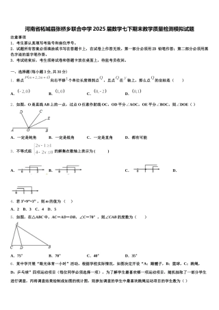 河南省柘城县张桥乡联合中学2025届数学七下期末教学质量检测模拟试题含解析