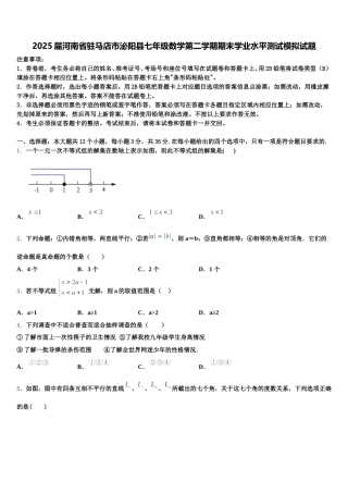 2025届河南省驻马店市泌阳县七年级数学第二学期期末学业水平测试模拟试题含解析