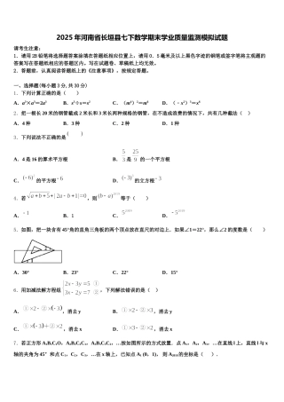 2025年河南省长垣县七下数学期末学业质量监测模拟试题含解析