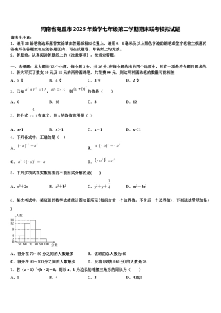 河南省商丘市2025年数学七年级第二学期期末联考模拟试题含解析