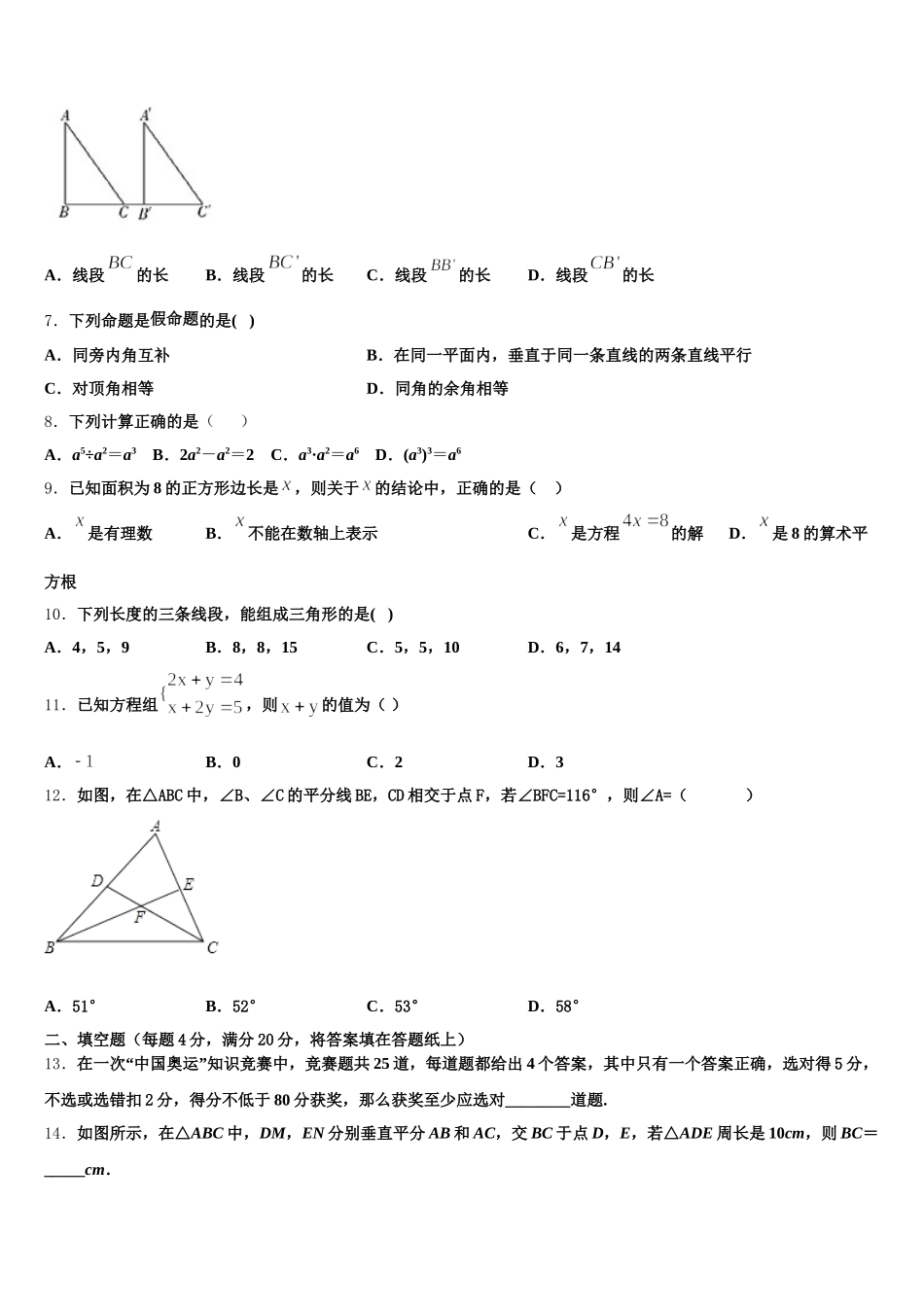 2025年河南省长葛市七年级数学第二学期期末复习检测模拟试题含解析_第2页
