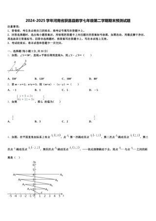 2024-2025学年河南省获嘉县数学七年级第二学期期末预测试题含解析