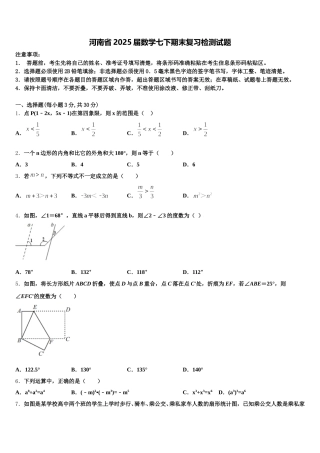 河南省2025届数学七下期末复习检测试题含解析