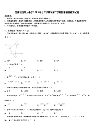 河南省信阳九中学2025年七年级数学第二学期期末质量检测试题含解析