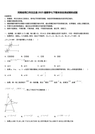 河南省周口市沈丘县2025届数学七下期末综合测试模拟试题含解析