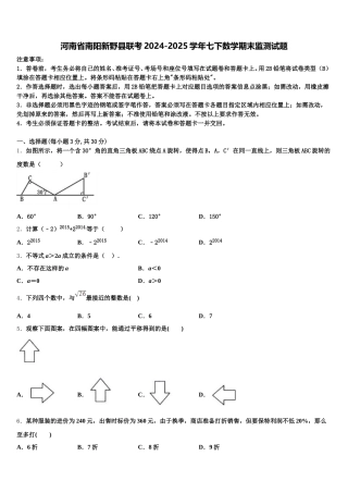 河南省南阳新野县联考2024-2025学年七下数学期末监测试题含解析