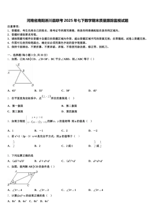 河南省南阳淅川县联考2025年七下数学期末质量跟踪监视试题含解析