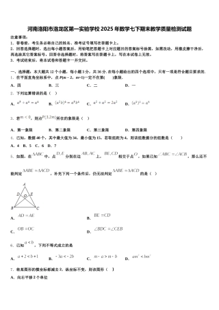 河南洛阳市洛龙区第一实验学校2025年数学七下期末教学质量检测试题含解析