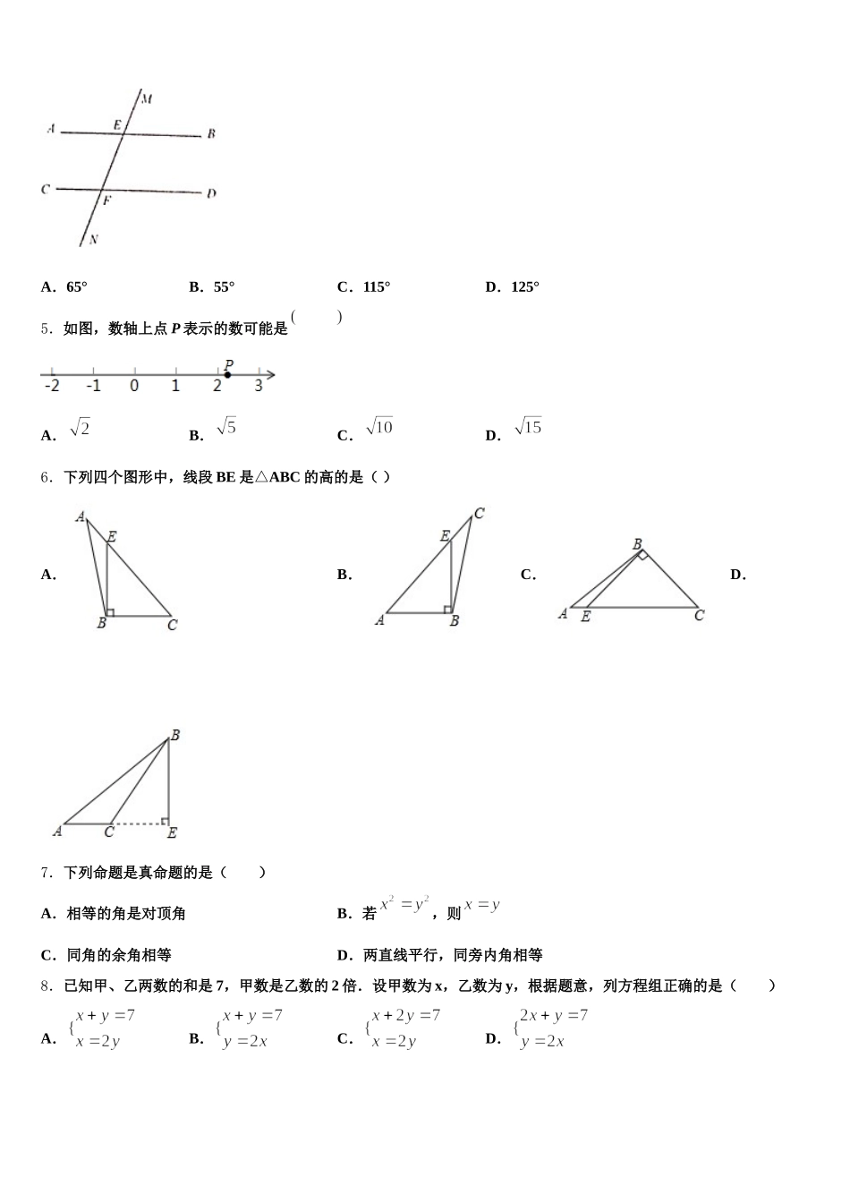河南省平顶山市第四十二中学2024-2025学年数学七下期末监测模拟试题含解析_第2页