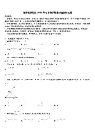 河南省原阳县2025年七下数学期末综合测试试题含解析