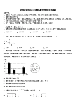 河南省信阳市2025届七下数学期末预测试题含解析