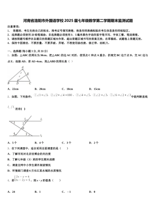 河南省洛阳市外国语学校2025届七年级数学第二学期期末监测试题含解析