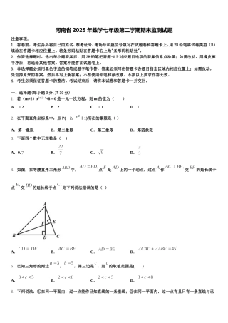河南省2025年数学七年级第二学期期末监测试题含解析