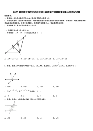 2025届河南省商丘市名校数学七年级第二学期期末学业水平测试试题含解析