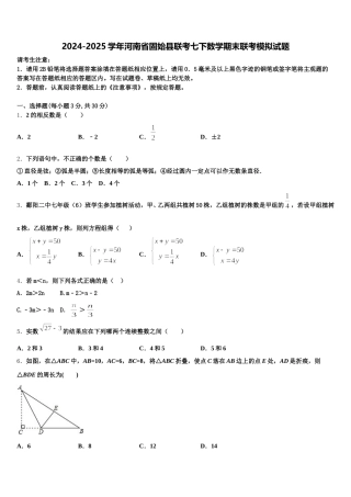 2024-2025学年河南省固始县联考七下数学期末联考模拟试题含解析