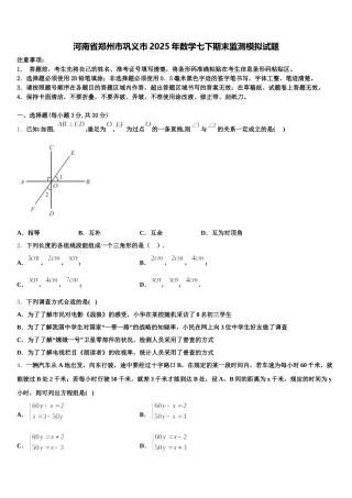 河南省郑州市巩义市2025年数学七下期末监测模拟试题含解析