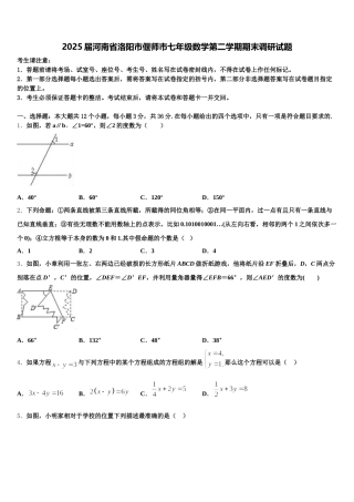 2025届河南省洛阳市偃师市七年级数学第二学期期末调研试题含解析
