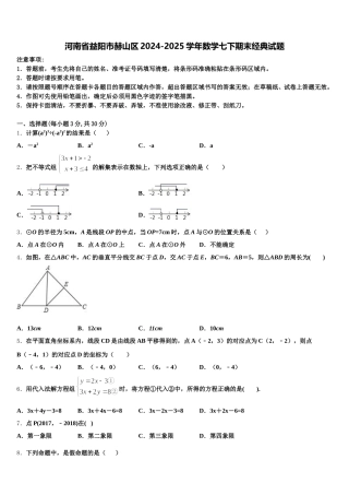 河南省益阳市赫山区2024-2025学年数学七下期末经典试题含解析