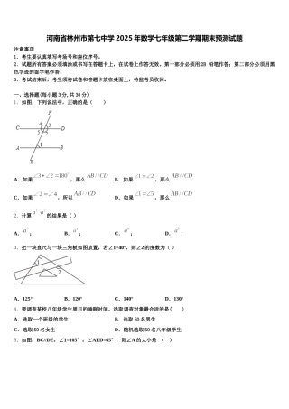 河南省林州市第七中学2025年数学七年级第二学期期末预测试题含解析