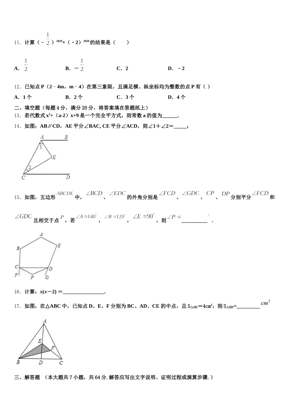 河南省濮阳市九级2025年七年级数学第二学期期末教学质量检测试题含解析_第3页