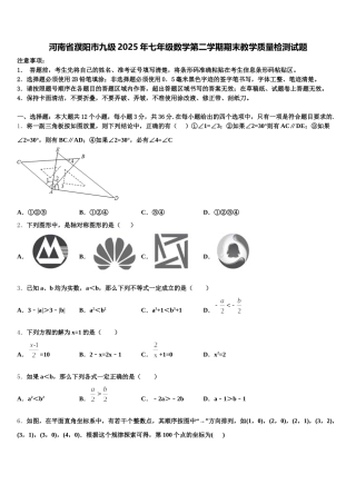 河南省濮阳市九级2025年七年级数学第二学期期末教学质量检测试题含解析