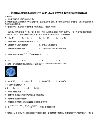 河南省郑州市金水区实验中学2024-2025学年七下数学期末达标测试试题含解析