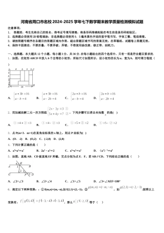河南省周口市名校2024-2025学年七下数学期末教学质量检测模拟试题含解析