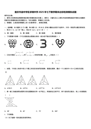 重庆市渝中学区求精中学2025年七下数学期末达标检测模拟试题含解析