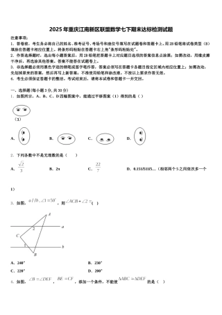 2025年重庆江南新区联盟数学七下期末达标检测试题含解析