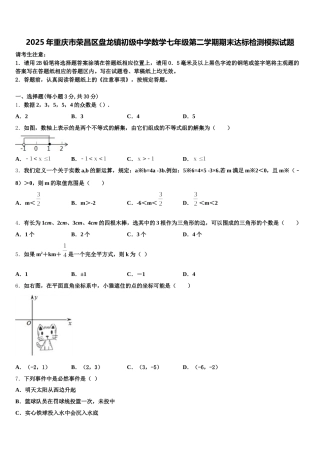 2025年重庆市荣昌区盘龙镇初级中学数学七年级第二学期期末达标检测模拟试题含解析