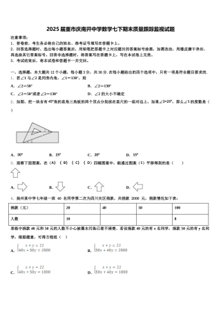 2025届重市庆南开中学数学七下期末质量跟踪监视试题含解析