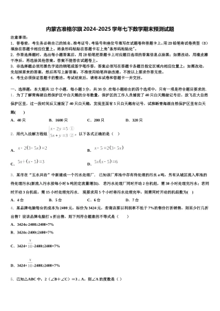 内蒙古准格尔旗2024-2025学年七下数学期末预测试题含解析