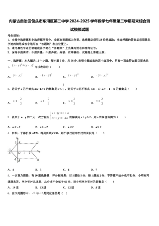 内蒙古自治区包头市东河区第二中学2024-2025学年数学七年级第二学期期末综合测试模拟试题含解析