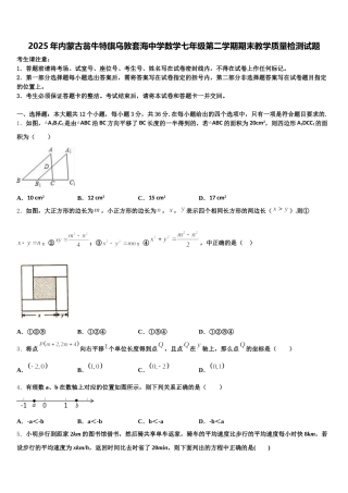 2025年内蒙古翁牛特旗乌敦套海中学数学七年级第二学期期末教学质量检测试题含解析