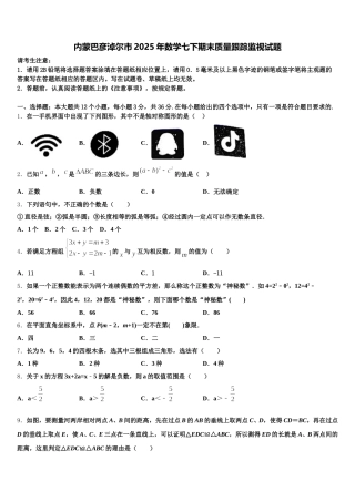 内蒙巴彦淖尔市2025年数学七下期末质量跟踪监视试题含解析