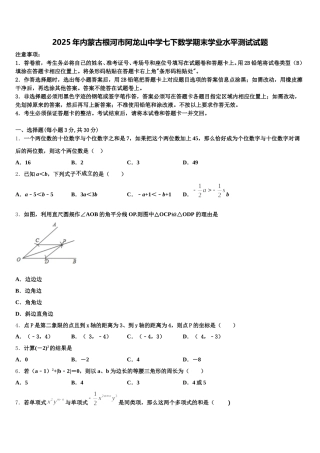 2025年内蒙古根河市阿龙山中学七下数学期末学业水平测试试题含解析