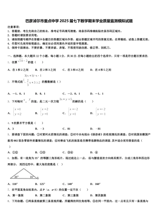巴彦淖尔市重点中学2025届七下数学期末学业质量监测模拟试题含解析