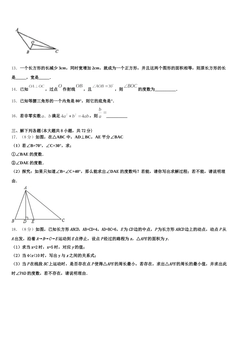 2024-2025学年内蒙古呼和浩特实验教育集团数学七下期末质量跟踪监视试题含解析_第3页