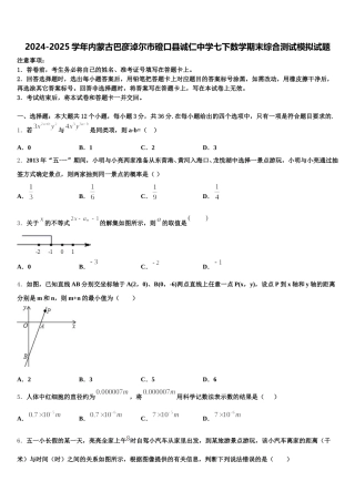 2024-2025学年内蒙古巴彦淖尔市磴口县诚仁中学七下数学期末综合测试模拟试题含解析