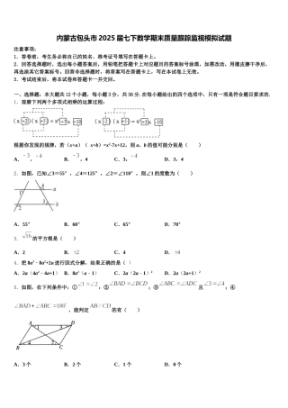内蒙古包头市2025届七下数学期末质量跟踪监视模拟试题含解析