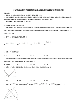 2025年内蒙古巴彦淖尔市杭锦全旗七下数学期末综合测试试题含解析
