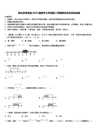 湖北省孝昌县2025届数学七年级第二学期期末综合测试试题含解析