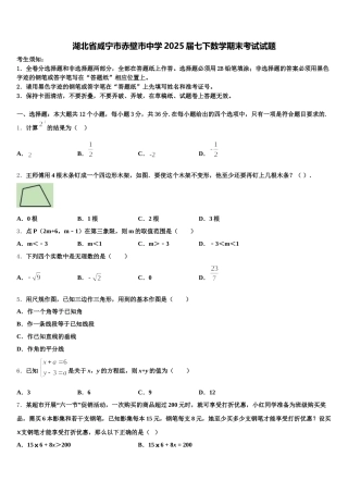 湖北省咸宁市赤壁市中学2025届七下数学期末考试试题含解析