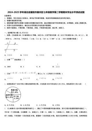 2024-2025学年湖北省襄阳市襄州区七年级数学第二学期期末学业水平测试试题含解析